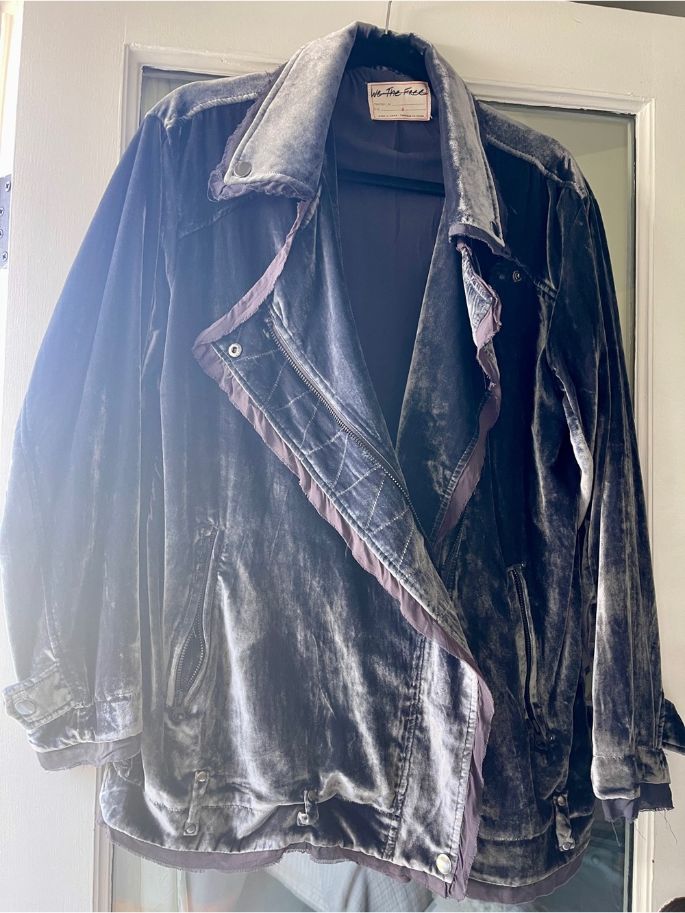 We The Free Washed Velvet Bomber Jacket - Charcoal